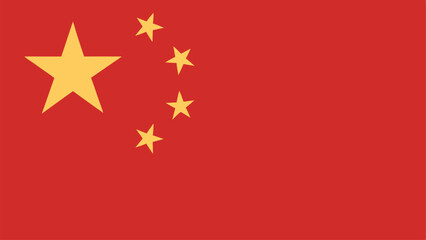 Flat China Flag Design with Yellow Star Cluster