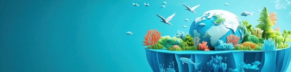 Fototapeta premium Protecting Our Planet: A 3D Illustration of Earth's Fragile Ecosystem and the Importance of Environmental Conservation