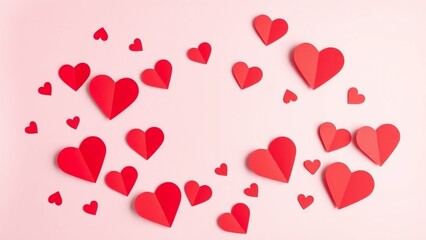 Romantic Red Hearts Valentines Day Pink Background joy love cute card 