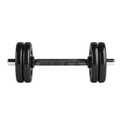 Fototapeta premium A black dumbbell isolated on a white background for fitness and strength training., isolated on a transparent background.