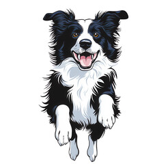 Fototapeta premium A cheerful border collie leaping joyfully in mid-air, showcasing happiness and energy., isolated on a transparent background.