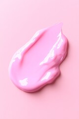 Fototapeta premium Luminous Pink Liquid Blob on Soft Pink Background with Glowing Holographic Texture