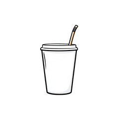A disposable cup with a straw, perfect for cold beverages on the go., isolated on a transparent background.