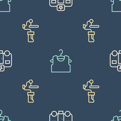 Set line Actor trailer, Gimbal stabilizer for camera and Sleeveless T-shirt on seamless pattern. Vector