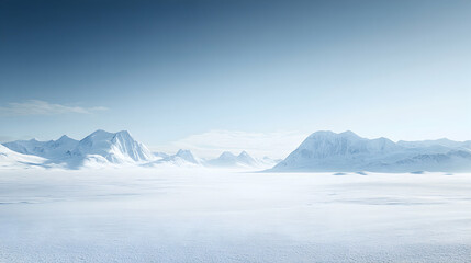 Obraz premium Serene Winter Landscape with Snow-Covered Mountains and Clear Sky