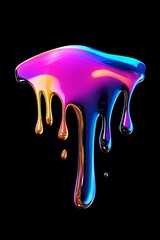 Naklejka premium Shiny Holographic Liquid Blob in a Dripping Shape Displaying Bright Colorful Tones