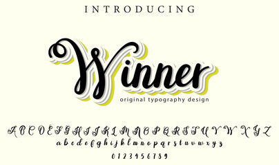 Winner Font Stylish brush painted an uppercase vector letters, alphabet, typeface