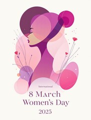 Women's day 2025: vibrant abstract art of a woman's silhouette celebrating march 8
