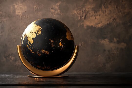 Black and gold globe on a stand