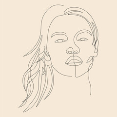 minimalist hand drawn one line art women face illustration
