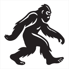 Fototapeta premium Bigfoot Sasquatch silhouette walking vector illustration