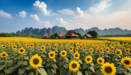 Obraz premium Sunflower Scenery in Thailand
