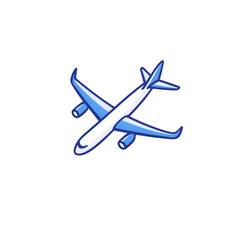 Stylized airplane icon representing air travel and adventure., isolated on a transparent background.