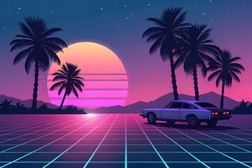 Naklejka premium create-a-nostalgic-80s-inspired-graphic-with-neon