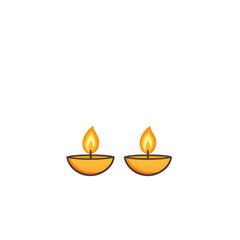 Traditional oil lamps illuminated for festival celebrations., isolated on a transparent background.