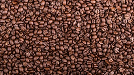 Fototapeta premium A close-up view of roasted coffee beans, showcasing their rich texture and color.