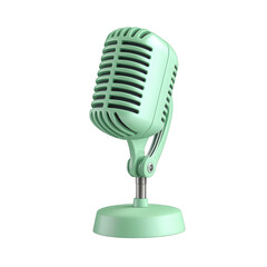 Vintage microphone on a clean, modern background for professional audio recording., isolated on a transparent background.
