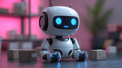 AI chatbot offers assistance in guiding users with tasks and information in a modern workspace