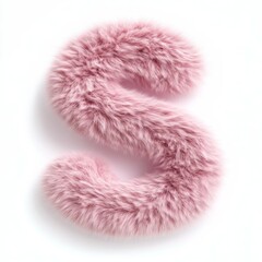 A fluffy, pink letter "S" made of soft material.