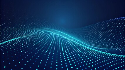 Fototapeta premium 3d abstract dark blue background with dots pattern vector design, technology theme, dimensional dotted flow in perspective, big data, nanotechnology, futuristic mesh backdrop, virtual grid