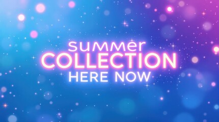 Vibrant summer collection announcement with starry bokeh background