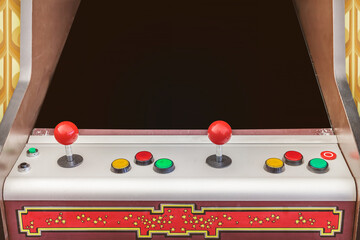 Vintage seventies arcade video game with black screen and copy space © Martin Bergsma