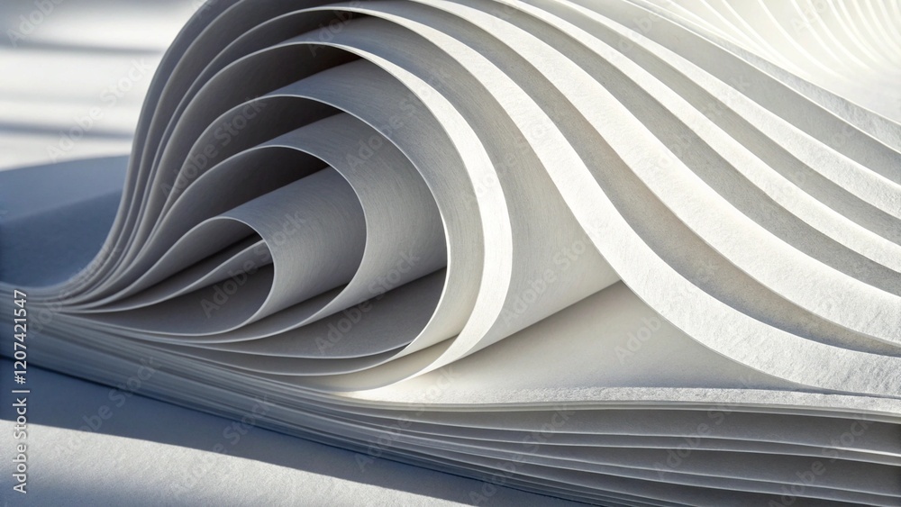 Poster 3d white geometric abstract background overlap layer on bright space with waves decoration. minimali