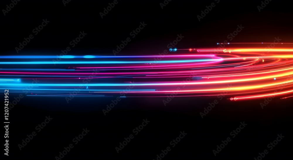 Poster representing the fast data transfer speeds in digital fiber optic network technology, which creates 