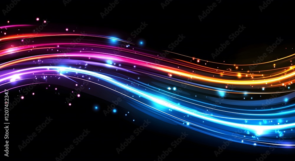 Poster representing the fast data transfer speeds in digital fiber optic network technology, which creates 