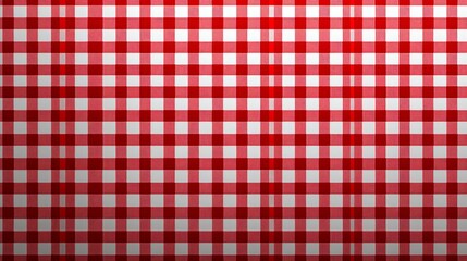 Classic Red and White Gingham Checkered Pattern Background Texture