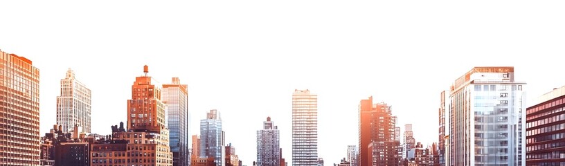 Obraz premium A city skyline featuring tall buildings against a bright sky.