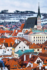 Obraz premium Český Krumlov city winter view
