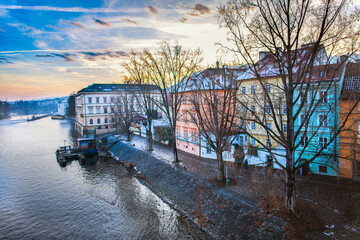 Prague city winter background