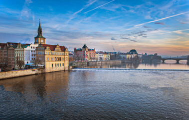 Prague city winter background