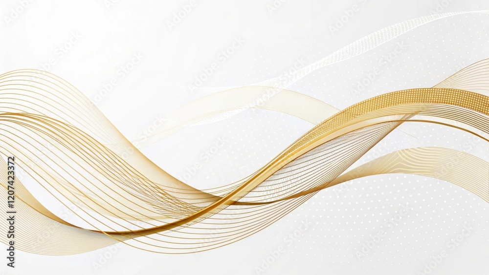 Aufkleber abstract 3d background with white gold wave lines paper layers. luxury paper cut background, abstrac