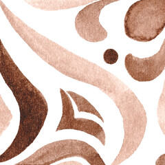 Watercolor Azulejos Tile in Mocha tones
