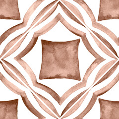 Watercolor Azulejos Tile in Mocha tones
