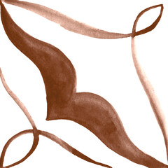 Watercolor Azulejos Tile in Mocha tones