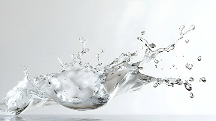 Captivating Splash of Clear Water with Droplets on White Background