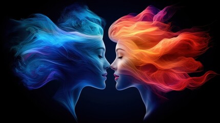 Duality of emotions represented through color.
