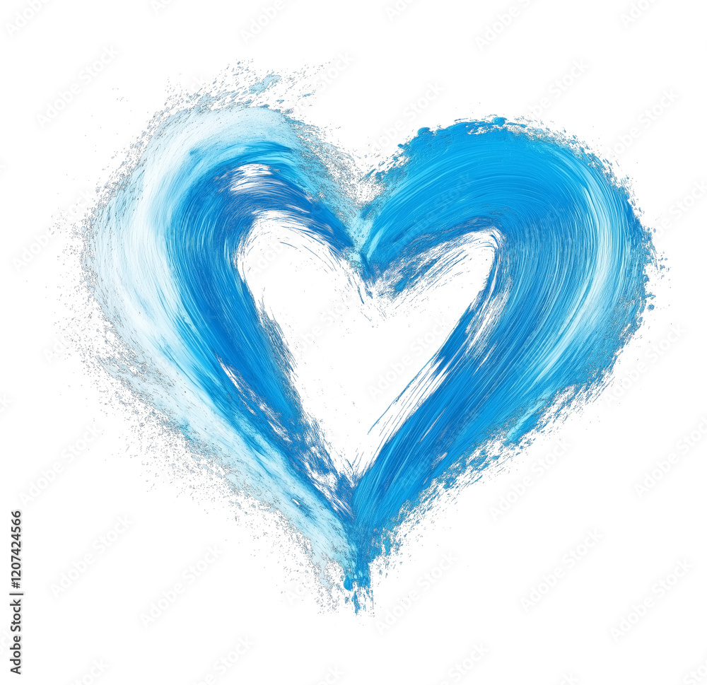 Aufkleber vibrant blue heart with gradient brush effect stands out against transparency background, creating s