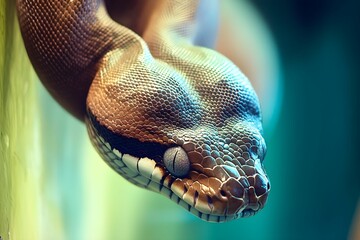Fototapeta premium Close encounter with a snake in a vibrant habitat