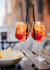 Aperol Spritz cocktail in Italy