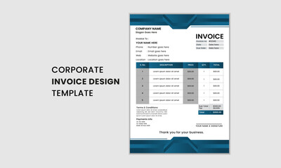 Obraz premium Professional invoice design for corporate office, Simple and creative modern corporate clean invoice design. Official paper document invoice design, 