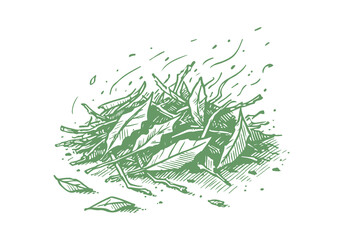 Obraz premium Dry Leaf Waste Hand Drawn Sketch Illustration Sketch