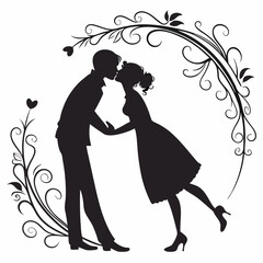 kiss Day vector silhouette black design white background