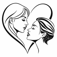 kiss Day vector silhouette black design white background