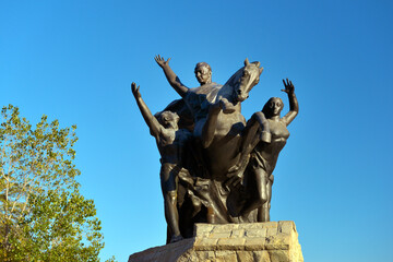 Naklejka premium Equestrian statue of Mustafa Kemal Ataturk in Republic Square in the old town centre of Antalya, Turkey