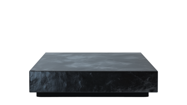 sleek charcoal platform table with minimalist design, perfect for product display or modern interior decor. smooth surface and dark tone add touch of elegance to any setting