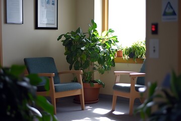 Tranquil Waiting Area with Lush Plants